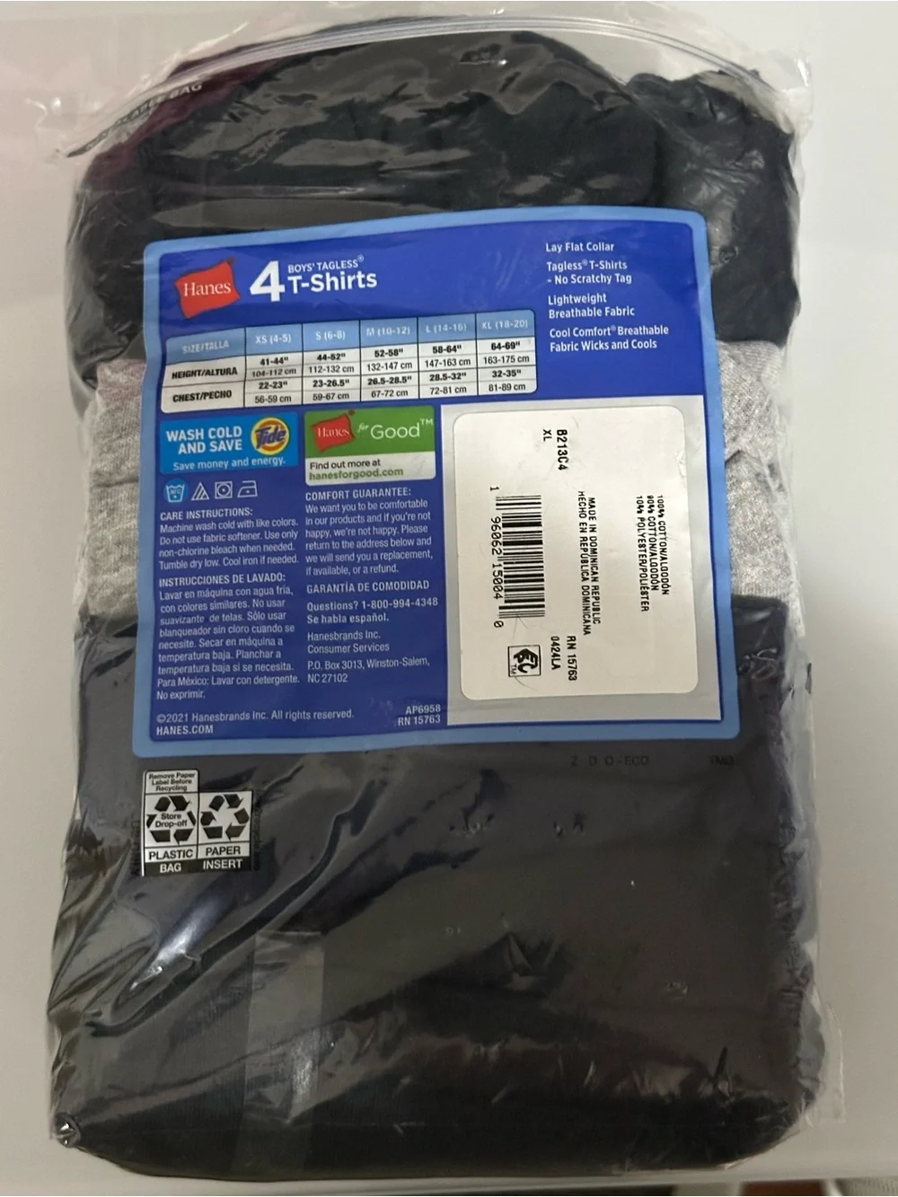 Hanes BOYS 4-Pack Tagless T-Shirts- NEW NEVER BEEN USED